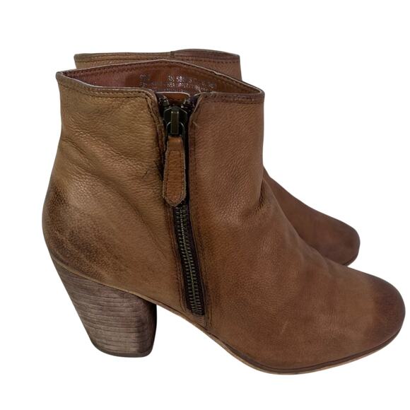 BP Trolley Boots Womens 9M Brown Block Heel Distressed Boho Leather Zip Boho - Picture 1 of 10